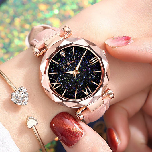 2022 Women Watch Fashion Stars Luminous Charming Little Point Frosted Belt Watch Dotted with Roman Scale Luxury Women Casual