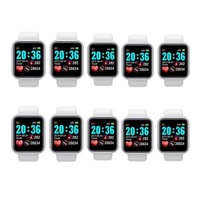 2021 New Y68 Update Smartwatch 1.44 inch Put Photo D20 Men Sport Bluetooth Smart Watch Women Heart Rate Fitness Bracelet For IOS